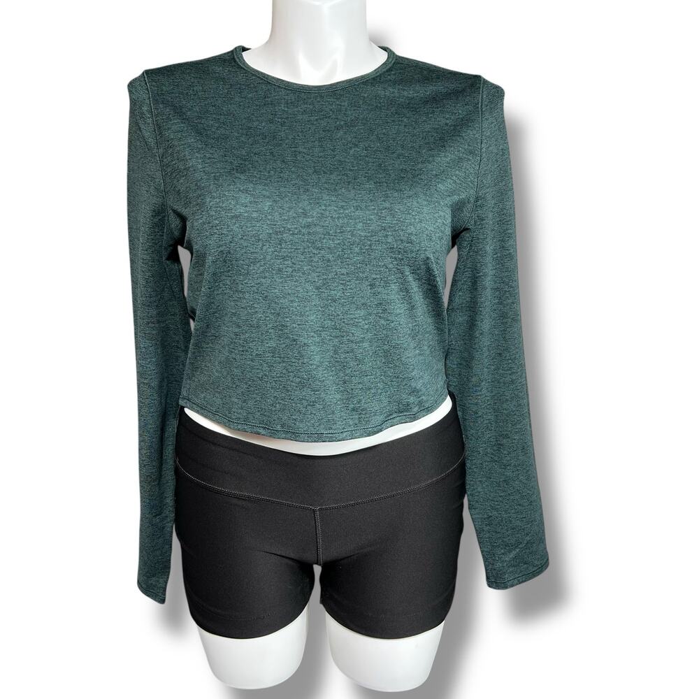 Girlfriend Collective Womens Athletic Crop Top Long Sleeve Pullover Green XXL